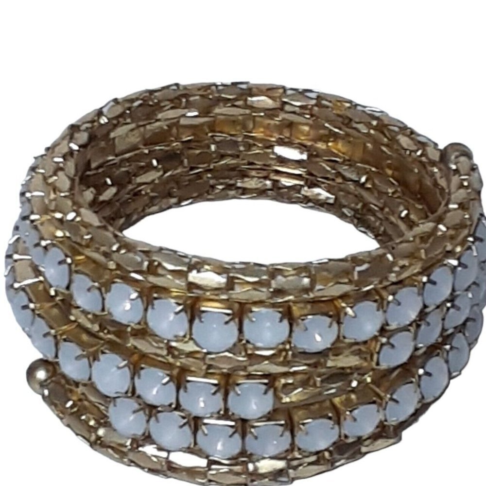 Memory Wire Bracelet Stacking Coiled Statement Go… - image 2